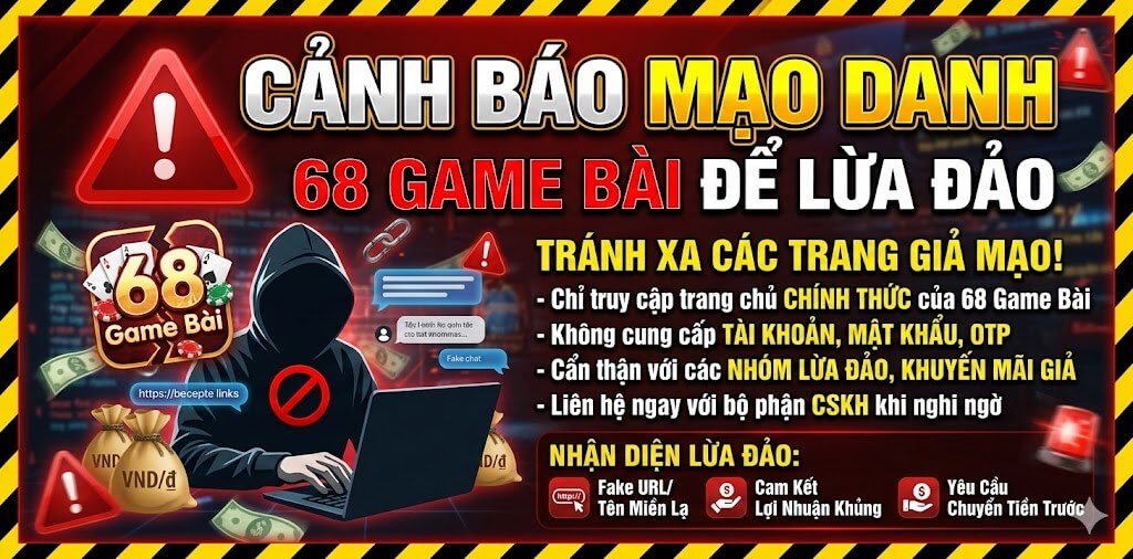 Cảnh báo mạo danh 68 game bài